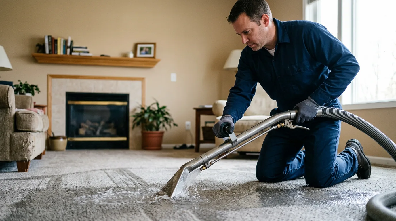 Water damage restoration technician working near Mosinee, WI
